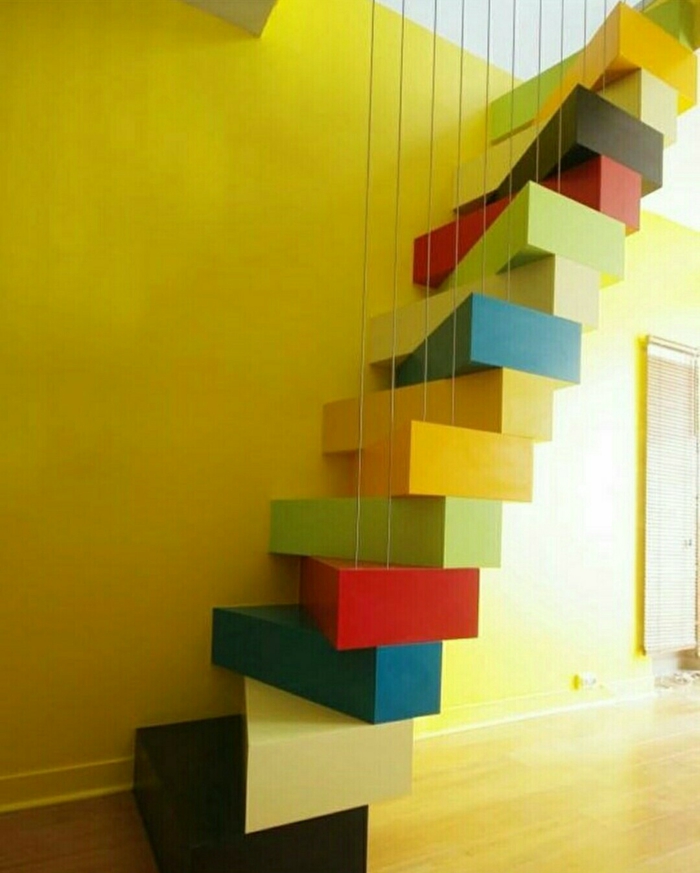escalier à pas japonais coloré