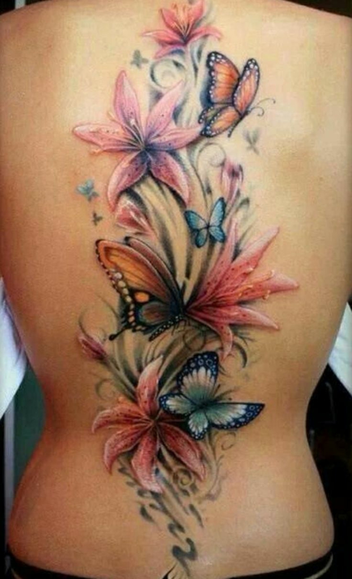 lys et papillons tatouage