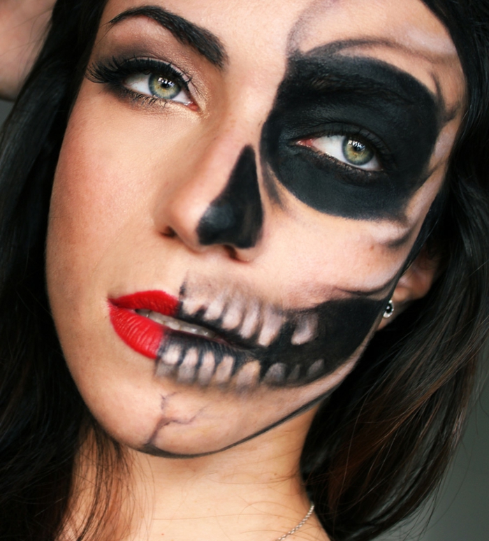 femme visage maquillage halloween femme