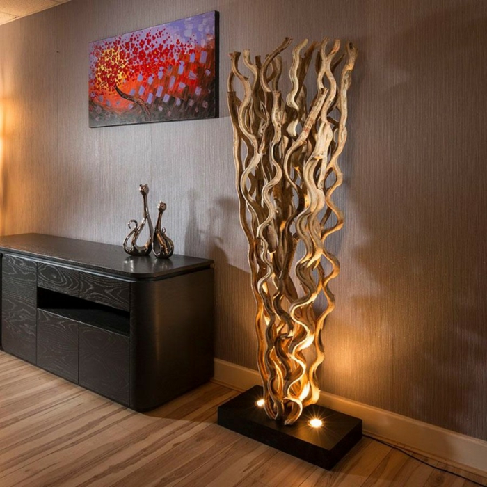 lampe bois flotté design