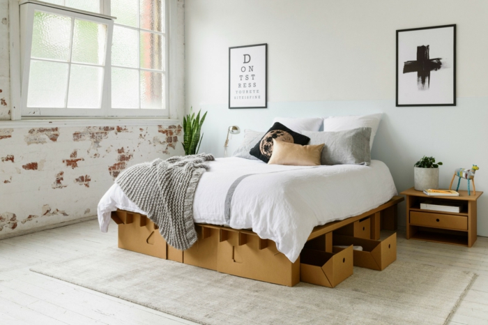 chambre à coucher lit meubles en carton