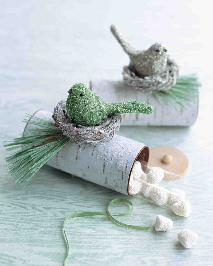 décoration nid d'oiseau rouleaux de papier toilette