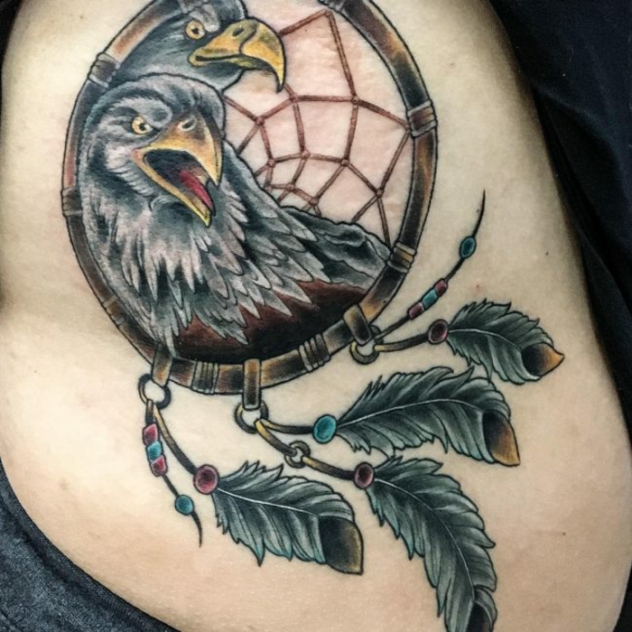 tatouage attrape-rêve aigles de montagne
