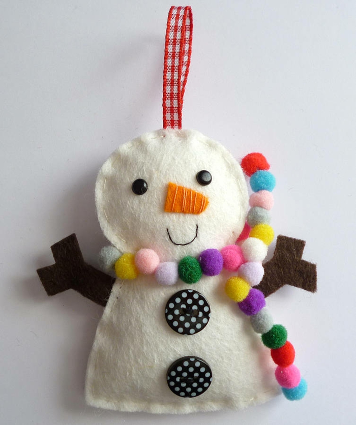 décoration de noël à faire soi-même bonhomme de neige en feutre textile