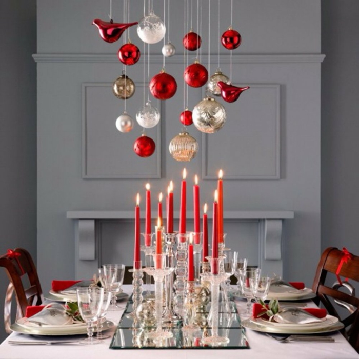 décoration de table de noël bougies rouges