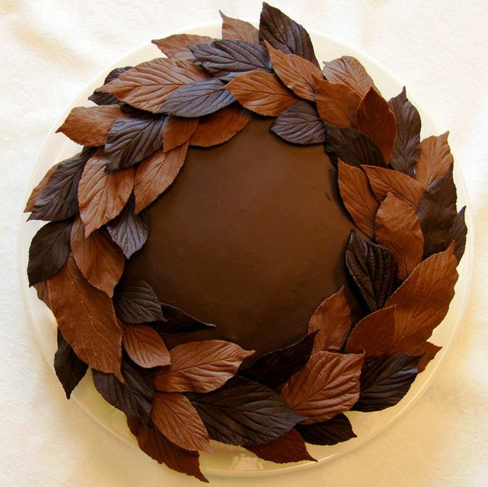 gâteau au chocolat feuille d'automne