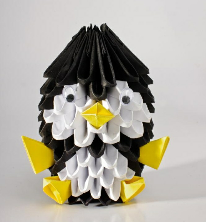3d origami penguin décoration de noël en papier