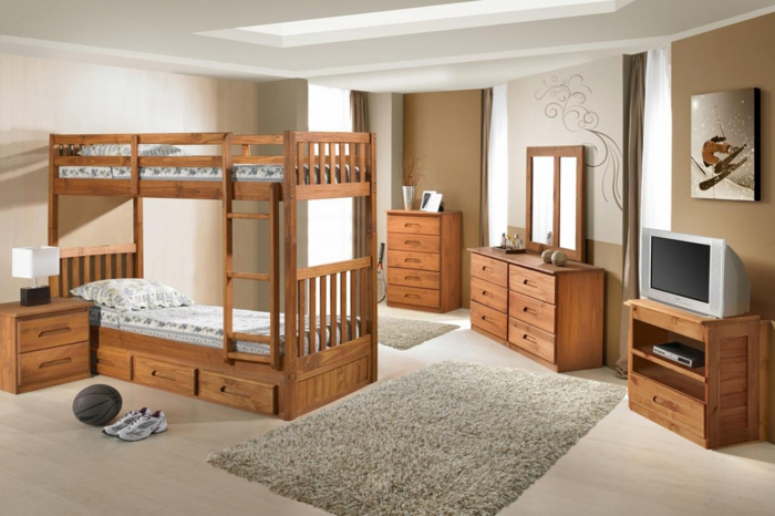 chambre enfant meubles en bois lit superposé