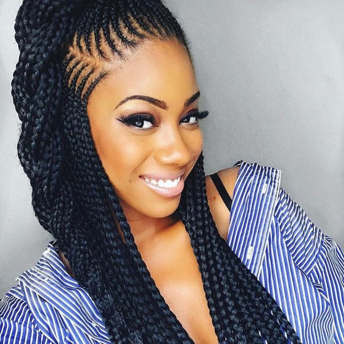 cheveux longs épais tresse africaine