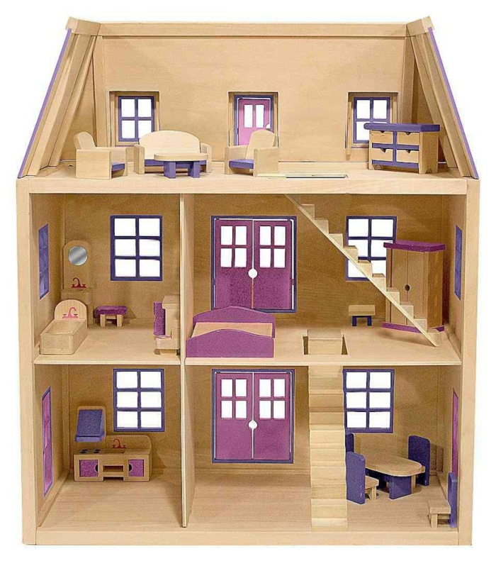 diy maison de poupée en bois trois étages cinq pièces