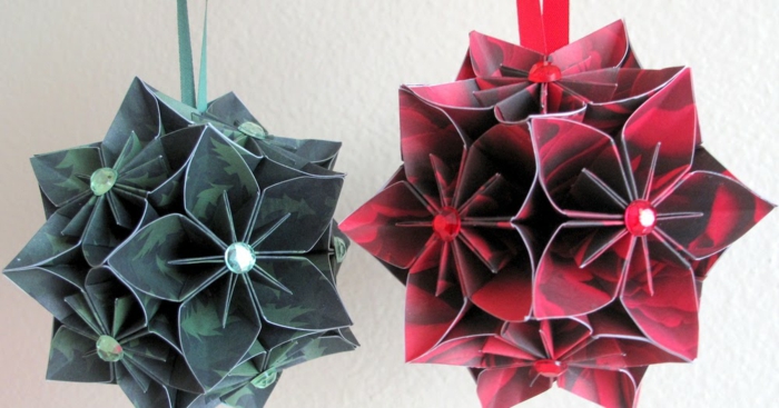 décoration de noël en papier fleur origami