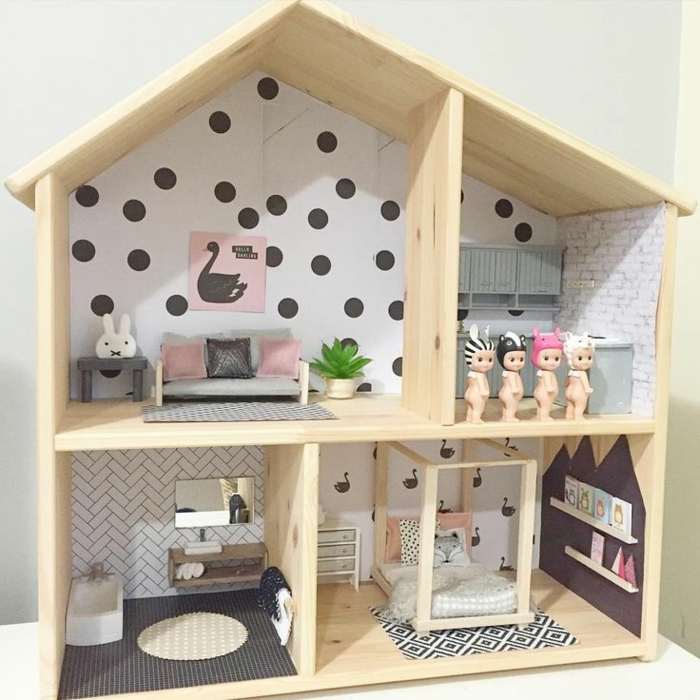 idée de modèle maison de poupée en bois sans façade