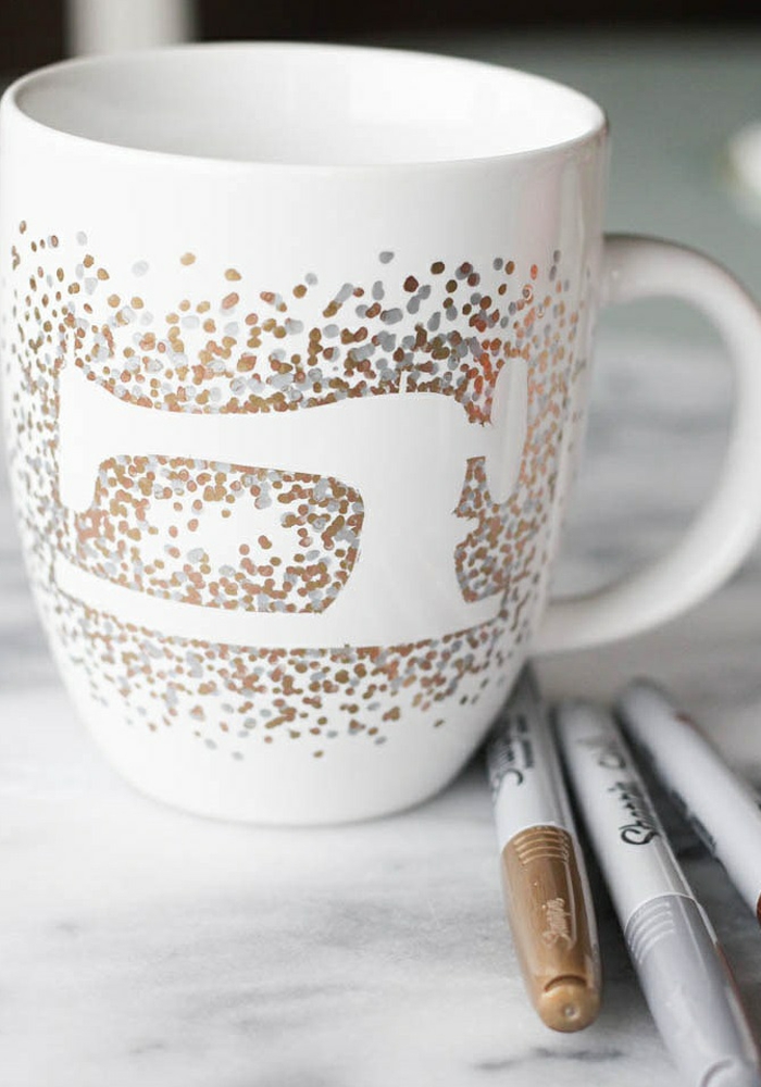 idée mug personnalisé sharpie design machine à coudre