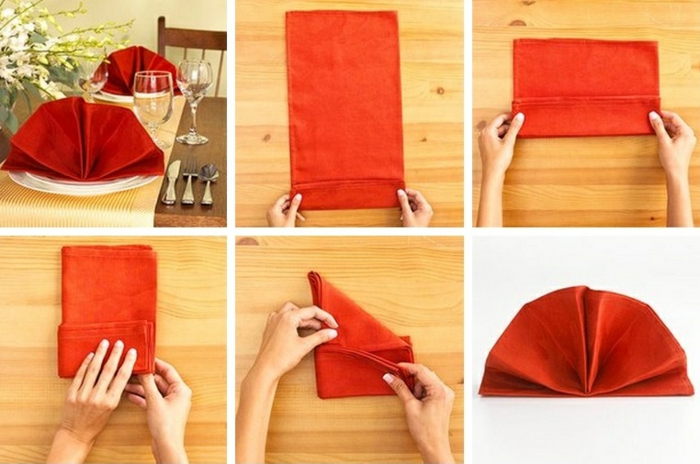 pliage de serviette pour noël fleur en serviette de tissu