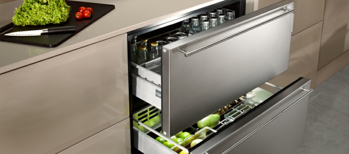 frigo intégré sous plan de travail aménagement petite cuisine