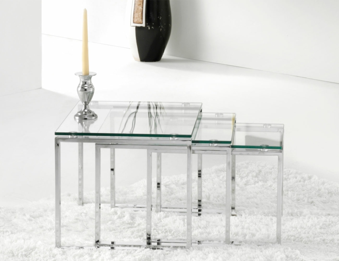 table gigogne modèle en verre