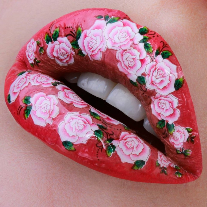 tendance beauté lip art roses