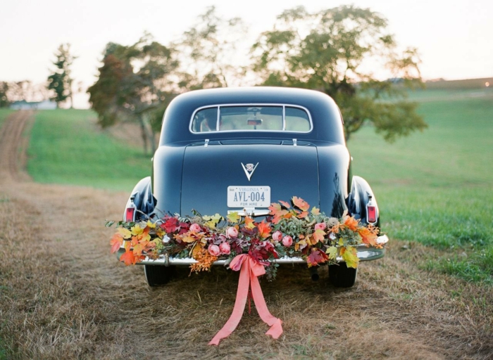 décoration voiture mariage shabbi shic