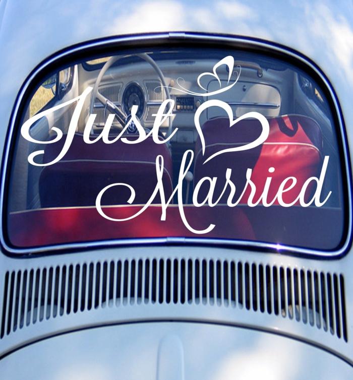 décoration voiture mariage stickers idée