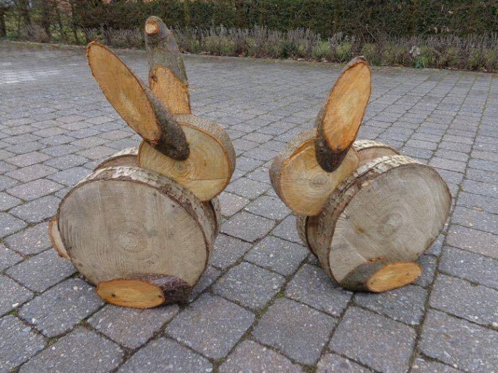 lapins de pâques en bois déco de pâques