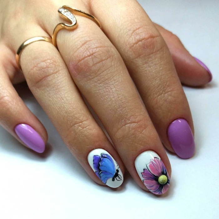 idée originale nail art facile violet