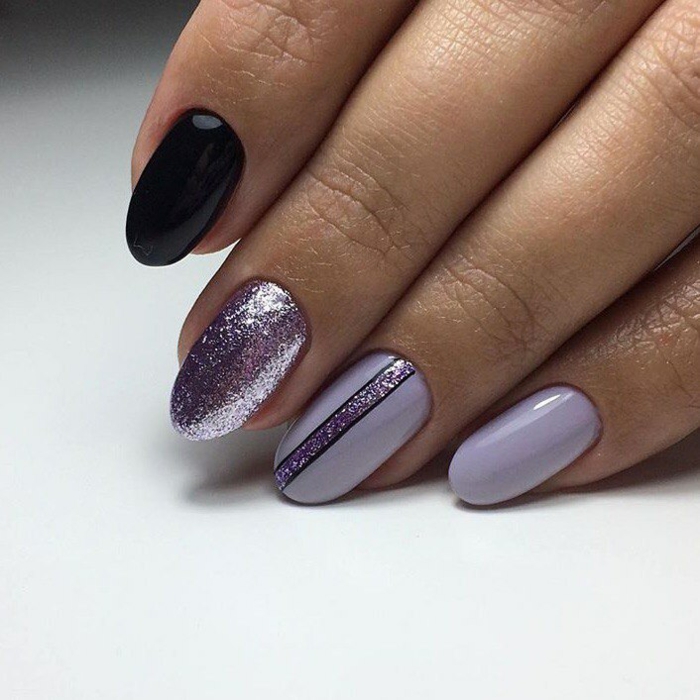 nail art facile en violet