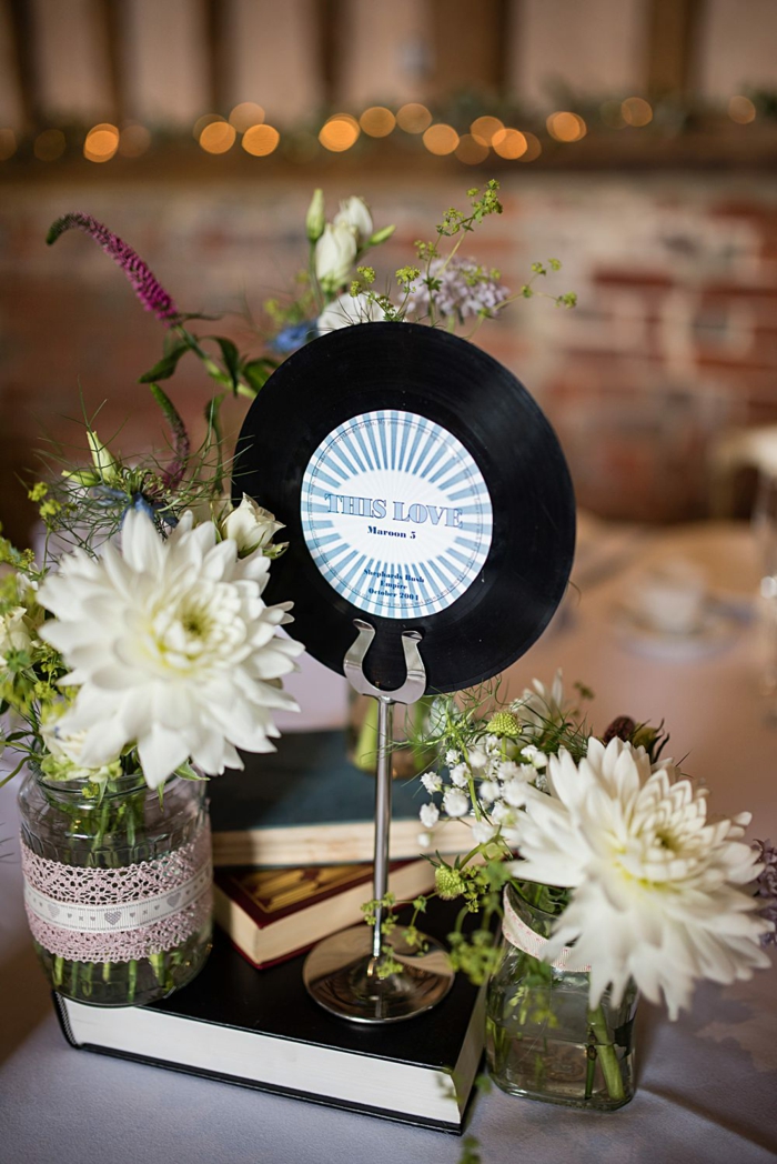 déco table mariage avec disque vinyle