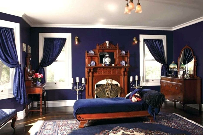 salon style classique déco en couleur indigo