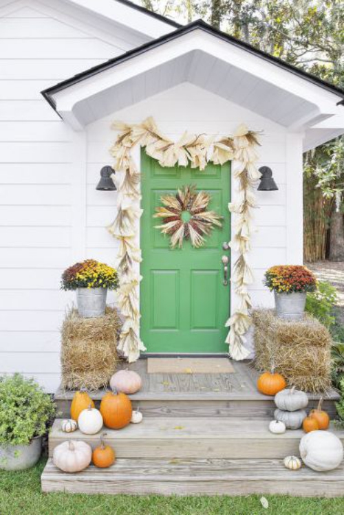 Idées couronnes d’automne belle maison, belle porte