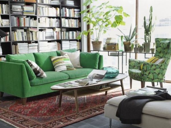 Idées de salon vert presence du vert dans les meubles