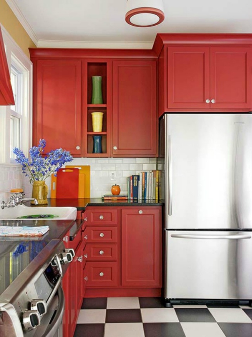 Idées pour armoires de cuisine en couleurs armoires en rouge
