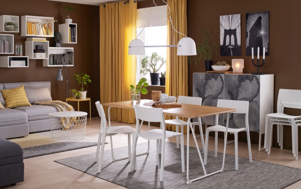 Salon avec salle à manger meubles légers