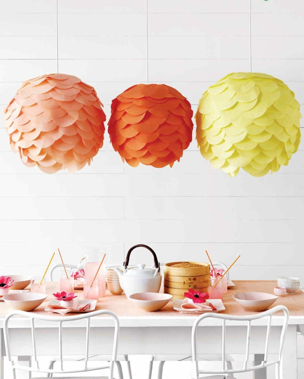 décoration baby shower lampes en papier colorées