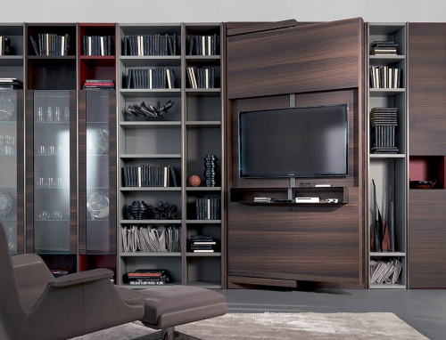 meuble TV grand ensemble avec bibliothèque