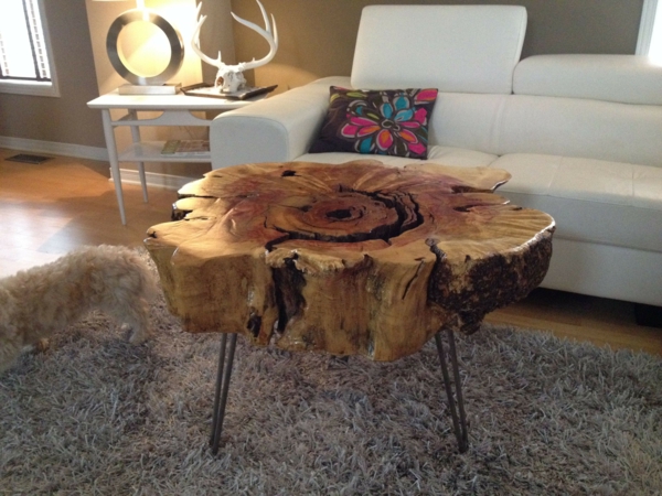 design intérieur table basse tronc d'arbre