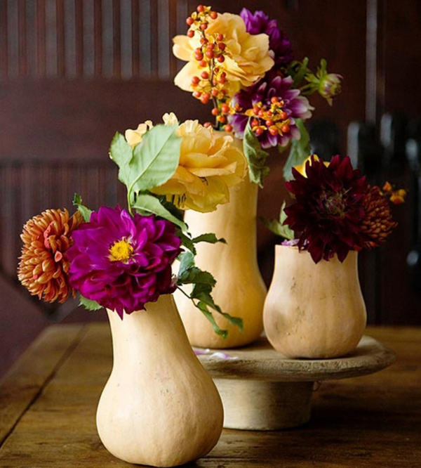 diy déco automne à faire soi-même vases à partir de citrouilles