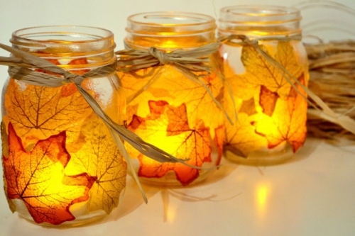 déco automne à faire soi-même bocaux avec bougies
