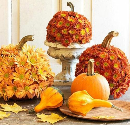 déco de table décoration citrouille et fleurs d'automne