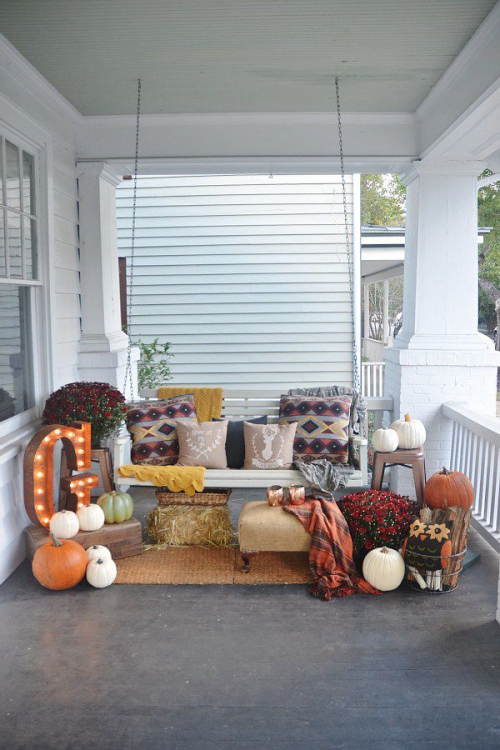 décoration citrouille terrasse aménagée automne