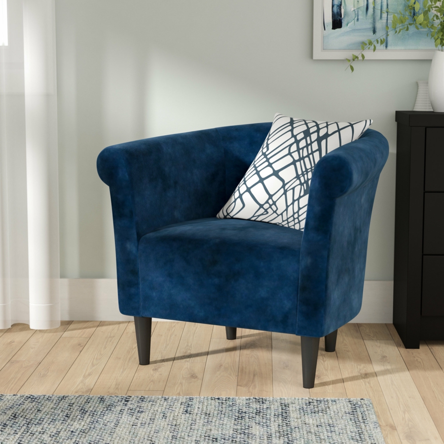 fauteuil tonneau vintage couleur bleu foncé