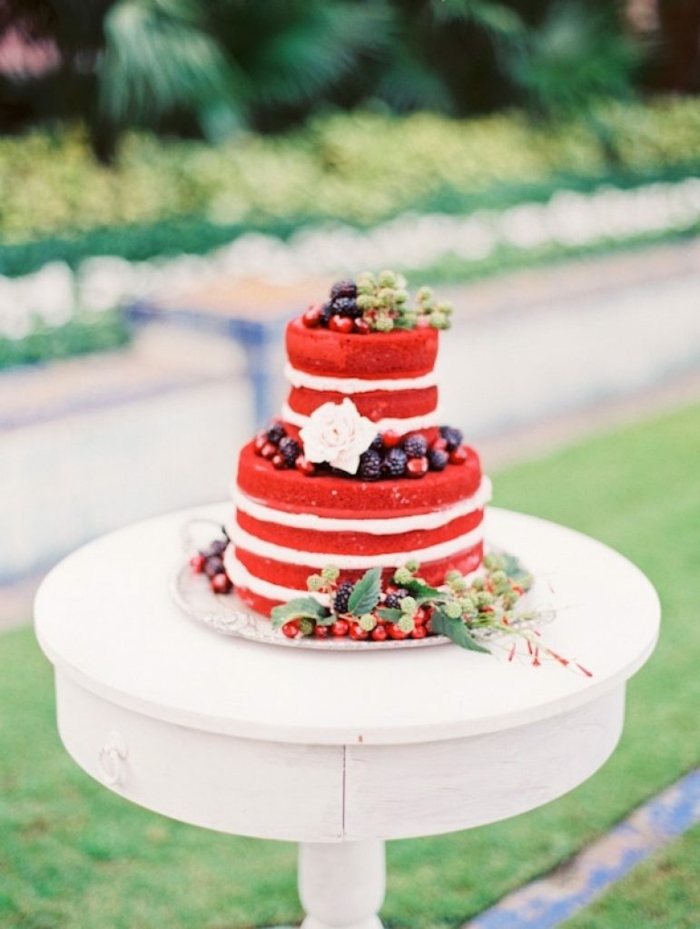 gâteau anniversaire naked couleur rouge