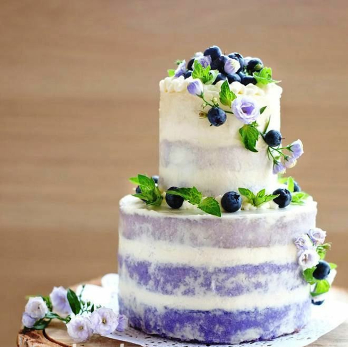gâteau anniversaire naked inspiration en violet