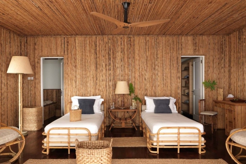 maison de plage en bambou chambre à coucher