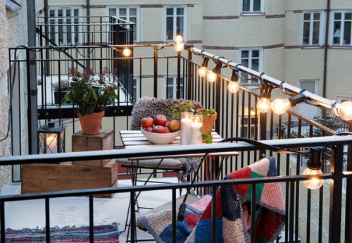 éclairage balcon terrasse ouverte en fer