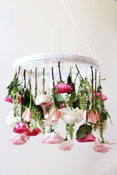 DIY chandelier lustre en fleurs