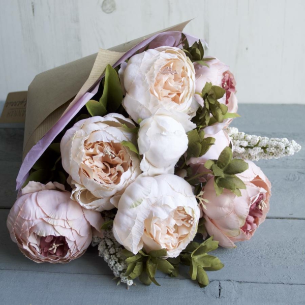 bouquet de mariée artificiel pivoines