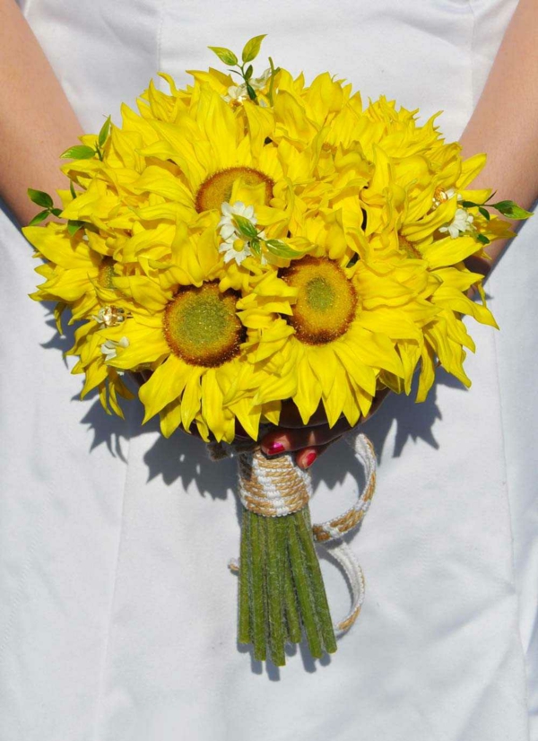 diy bouquet de mariée artificiel tournesols