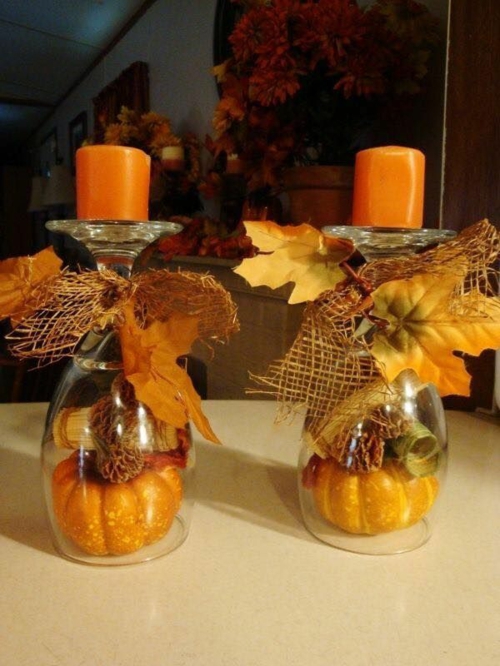 idée activité manuelle automne avec verres à vin