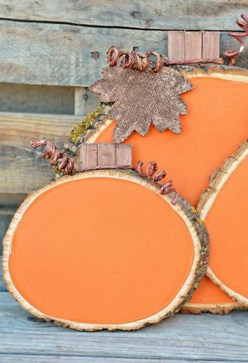 idée activité manuelle automne diy citrouille en bois peint