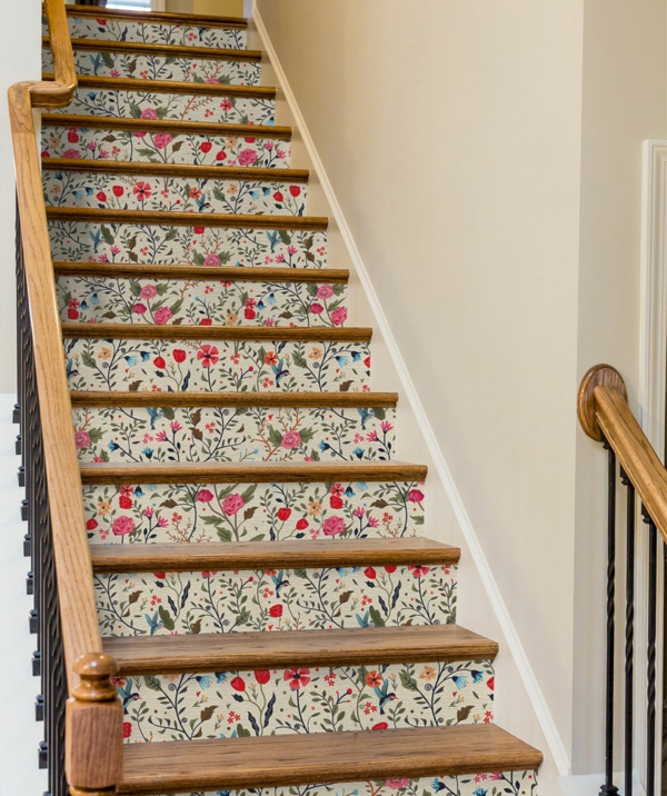 idée créative déco montée d'escalier papier peint